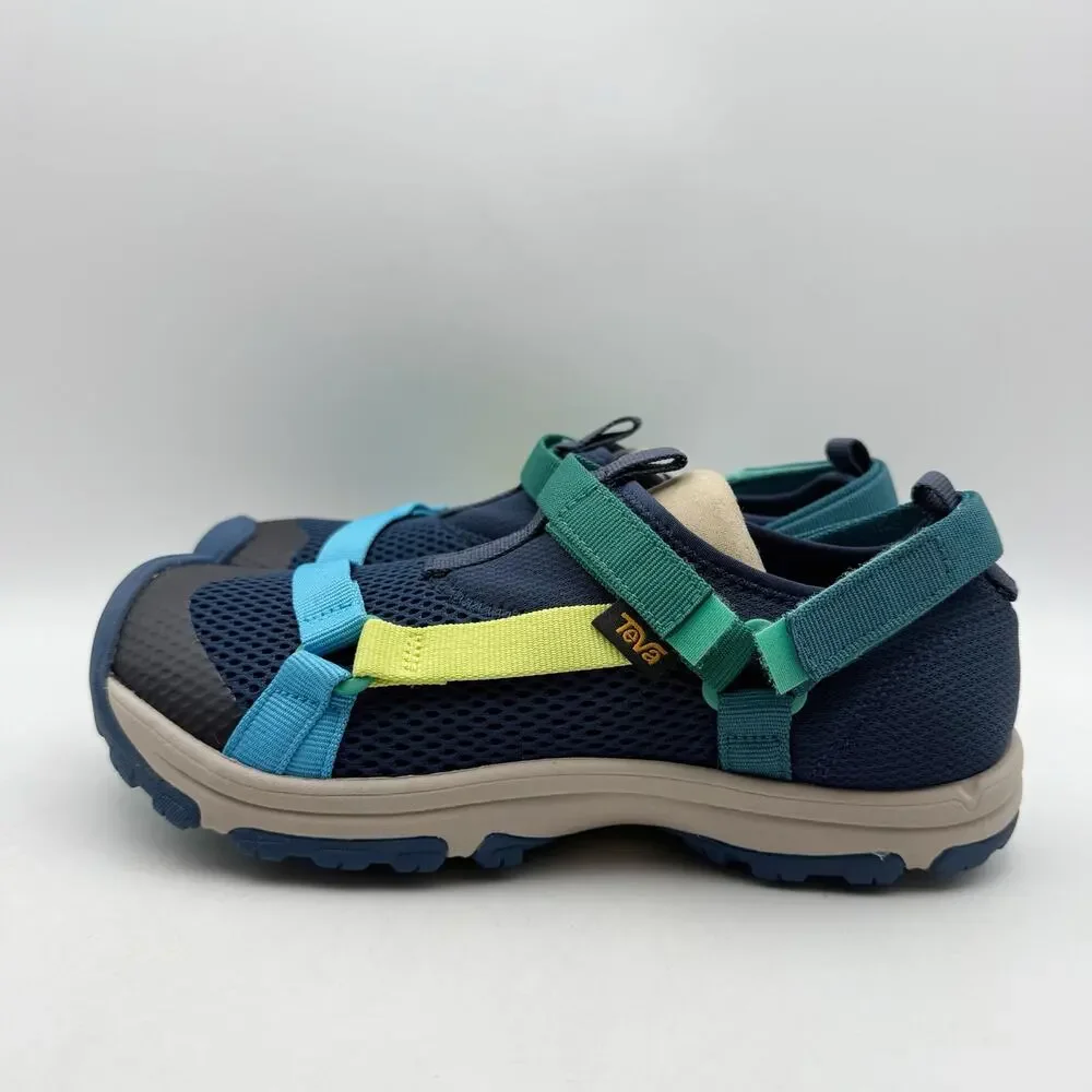 TEVA Kids Outflow Universal Sandals Youth 5 Navy Blue Green Water Shoes NIB